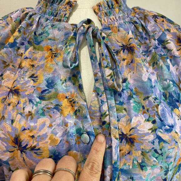 LAUNDRY BY SHELLI SEGAL V-Neck Collared Floral Mini Dress Size 6 - Picture 13 of 16